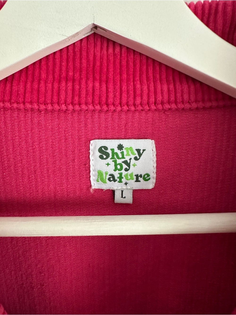 Shiny By Nature Corduroy Jean Jacket with Heart Patch Hot Pink Size Large - Picture 4 of 10